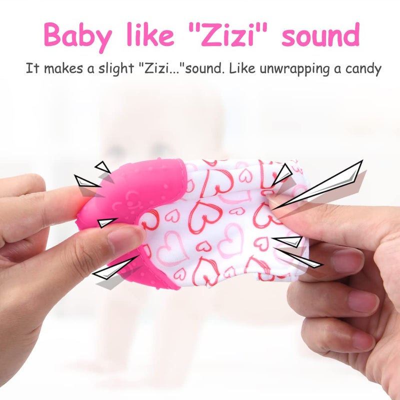 Vicloon 2Pack Silicone Teething Mitt, Soothing Infant Teething Mitten Pain Relief, Prevent Scratches Glove, Safe Silicone Teething Toys for 0-12 Months - Image 4